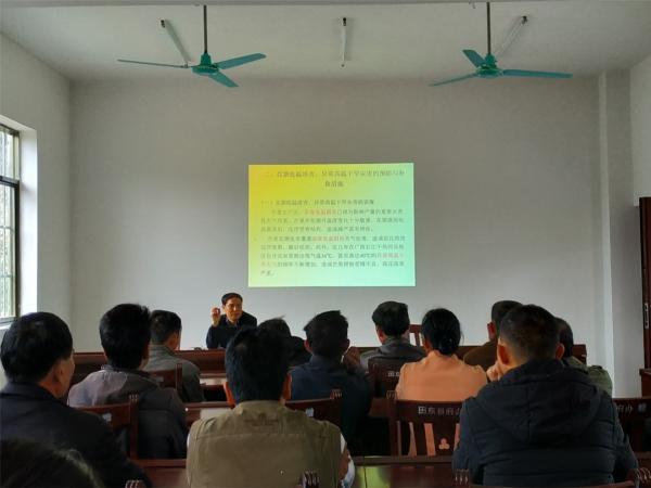 广西热作所专家在田东县思林镇新圩村举办杧果产业扶贫技术培训班